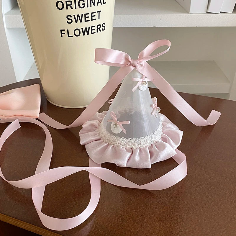 Female Sweet Ribbon White Pink Bowknot Birthday Hair Clips Fashion Elegant Sparking Bulk in Store Hairpins Accessories for Prom