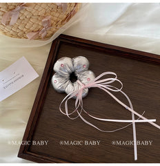 Fashion Flower Ribbon Scrunchies for Baby Girls Cute Sweet Kawaii Hair Ties for Kids Children Hair Accessories in Stock Stylish