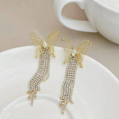 Women Hot Sale Tassel Leaf Imitation Pearl Long Drop Earring Fashion Elegant Luxurious Affordable Bulk Daily Jewelry Accessory