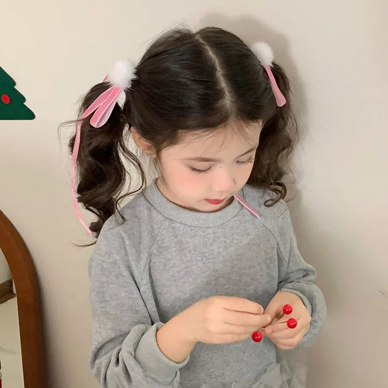 Cute Sweet Ribbon Bowknot Scrunchies for Baby Girls Festival Kawaii Trendy Hair Ties for Kids Children Hair Accessories in Stock