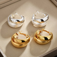 Fashion Women's Hoop Earrings Geometric Circle Retro Style Cross Wide Earrings Elegant Luxury Simple Chic Earrings Wholesale
