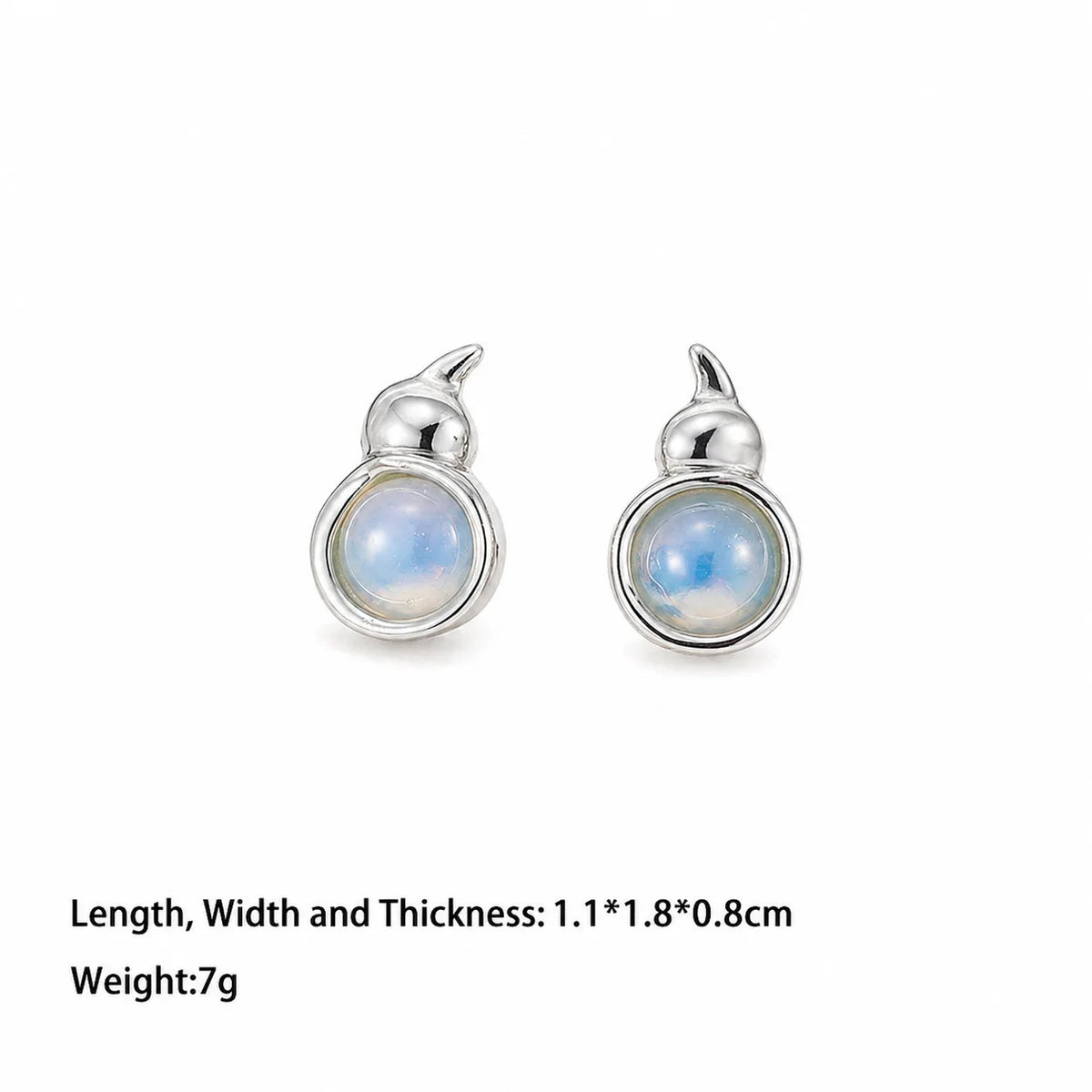 Fashion Turquoise Chalcedony Gourd Stud Earrings for Girls Sweet Trendy White K Plated Jewelry for Women Ladies Wholesale Bulk