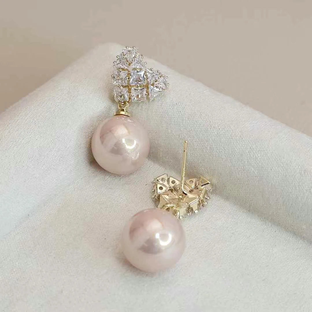 Women New Design Imitation Pearl Heart Decorative Small Drop Earring Elegant Trendy Glamorous Bulk Jewelry Accessories for Daily