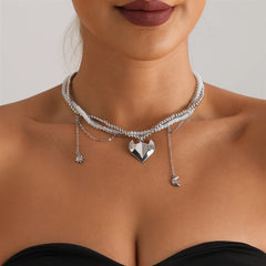 Fashion Sweet Spicy Heart Shaped Elegant Necklaces for Girls Trendy Stylish Tassel Jewelry for Women Ladies Accessories