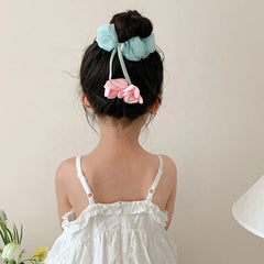 Girl Flower Ribbon Solid Color Large Hair TIes Sweet Fashion Ponytail Holder in Stock Scrunchies Accessories for Kids Children