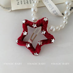 Star Fashion Velvet Glitter Hair Clips for Baby Girls Trendy Sweet Cute Christmas for Kids Children Hair Accessories in Stock