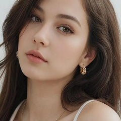 Ultra-shiny Rhinestone Round Stud Earrings Fashion Design Exquisite Lightweight Retro Earrings Women's Glitter Ear Jewelry