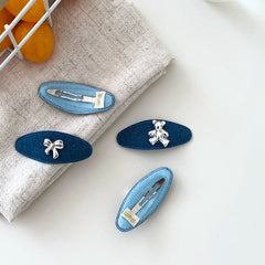 Kids Chic Blue Bear Bowknot Small Snap Clips Fashion Cute Wholesale in Stock Hairpins Accessories for Children Daily School Use