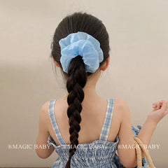 Fashion Solid Color Lustrous Scrunchies for Baby Girls Cute Sweet Elegant Graceful Hair Ties for Kids Children Hair Accessories