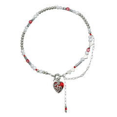 Fashion Punk Y2K Glitter Heart Necklaces for Girls Links Sweet Spicy Glamorous Jewelry for Women Ladies Accessories Wholesale
