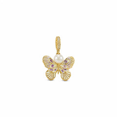 Female Butterfly Shape 18k Gold-plated Freshwater Pearl Necklace Pendant Elegant Trendy Dainty Low MOQ in Stock Daily Jewelry