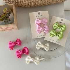 Girly Aesthetic Small Bowknot Solid Color Alligator Sweet Fashion Cute Wholesale in Stock Hairpins Accessories for Kids Children