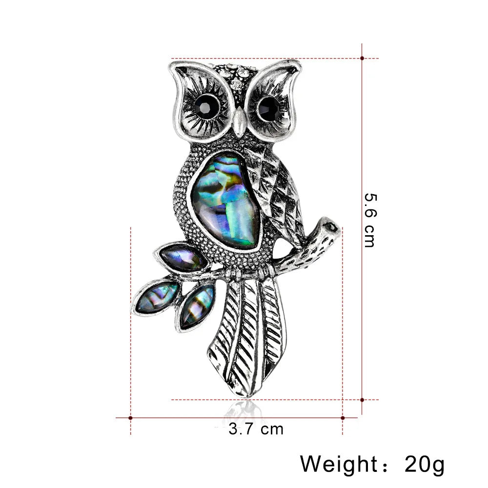 Fashion Retro Vintage Lustrous Animals Owl Brooches for Girls Stylish Trendy Glitter Pins Jewelry for Women Ladies Accessories