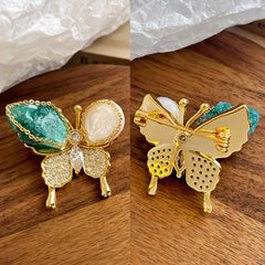 Fashion Abalone Shell Agate Butterfly Copper 18K Gold Brooches for Girls Freshwater Pearl Jewelry for Women Ladies Wholesale