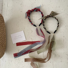 Hot Sale Women Red Green Ribbon Dots Comb Headband Fashion Elegant Wholesale in Stock Hairbands Accessories for Female Daily