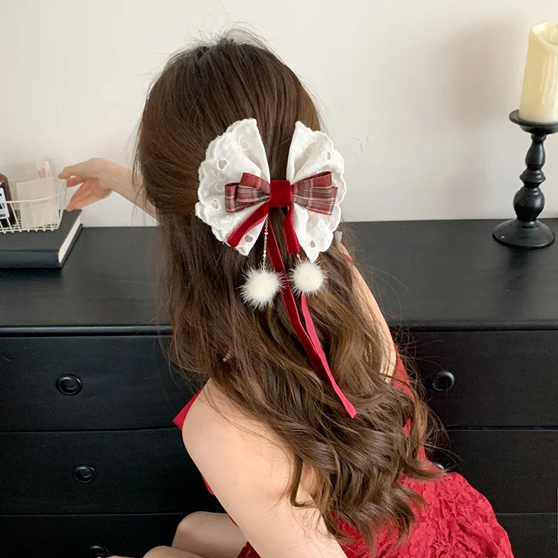 Fashion Bowknot Ribbon Bowknot Hair Clips for Girls Cute Elegant Sweet Barrettes for Women Ladies Hair Accessories in Stock