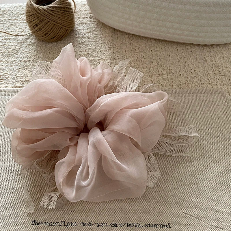 Fashion Elegant Ribbon Sweet Scrunchies for Girls Trendy French Style Hair Ties for Women Ladies Hair Accessories in Stock