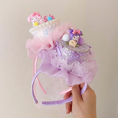 Girls Princess Style Rabbit Letter Tulle Slim Headbands Fashion Sweet Wholesale in Stock Hairbands Accessories for Children Use