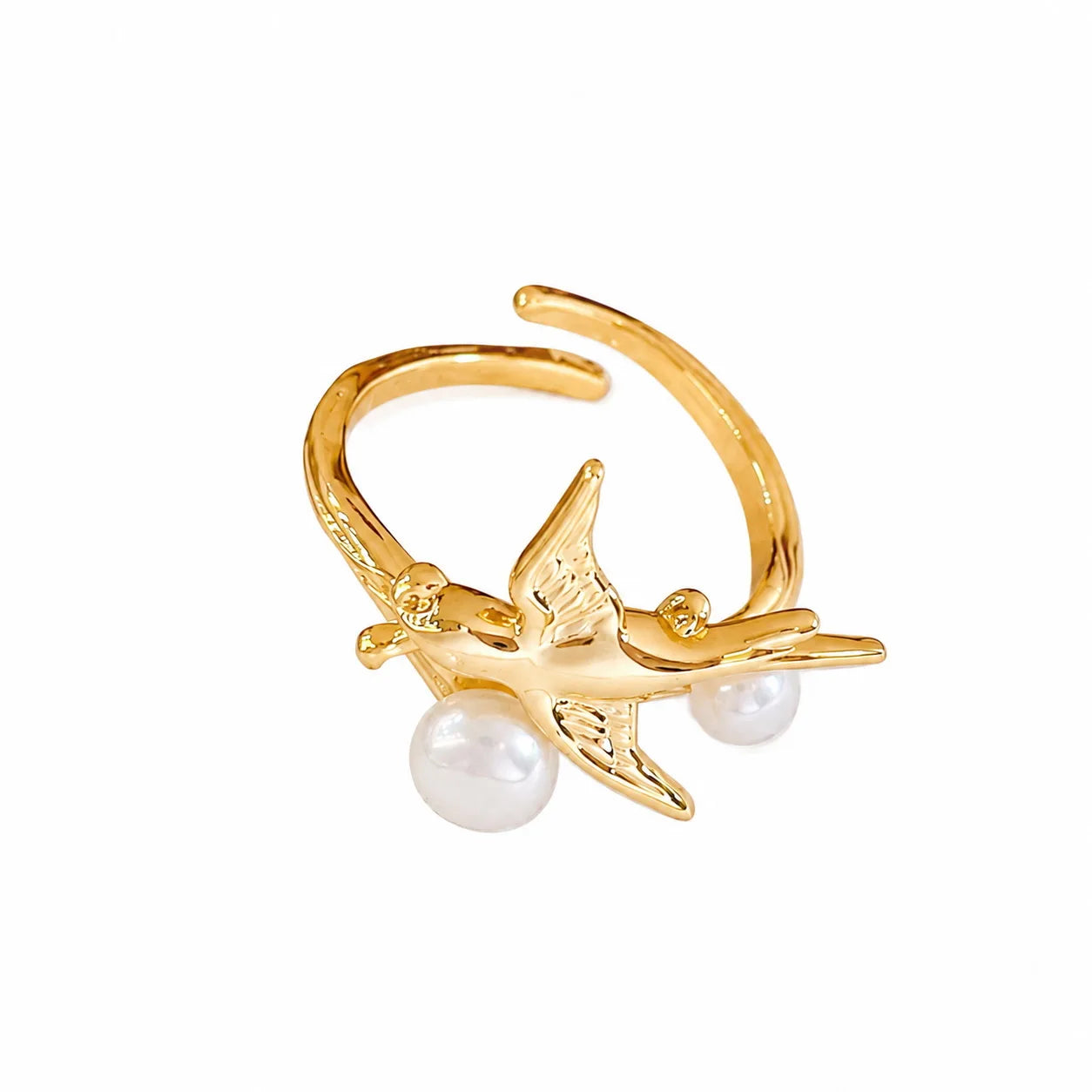 Women Gold 18k Gold-plated Freshwater Pearl Bird Necklace Earring Rings Factory Price Charms Fashion Jewelry Sets for Female