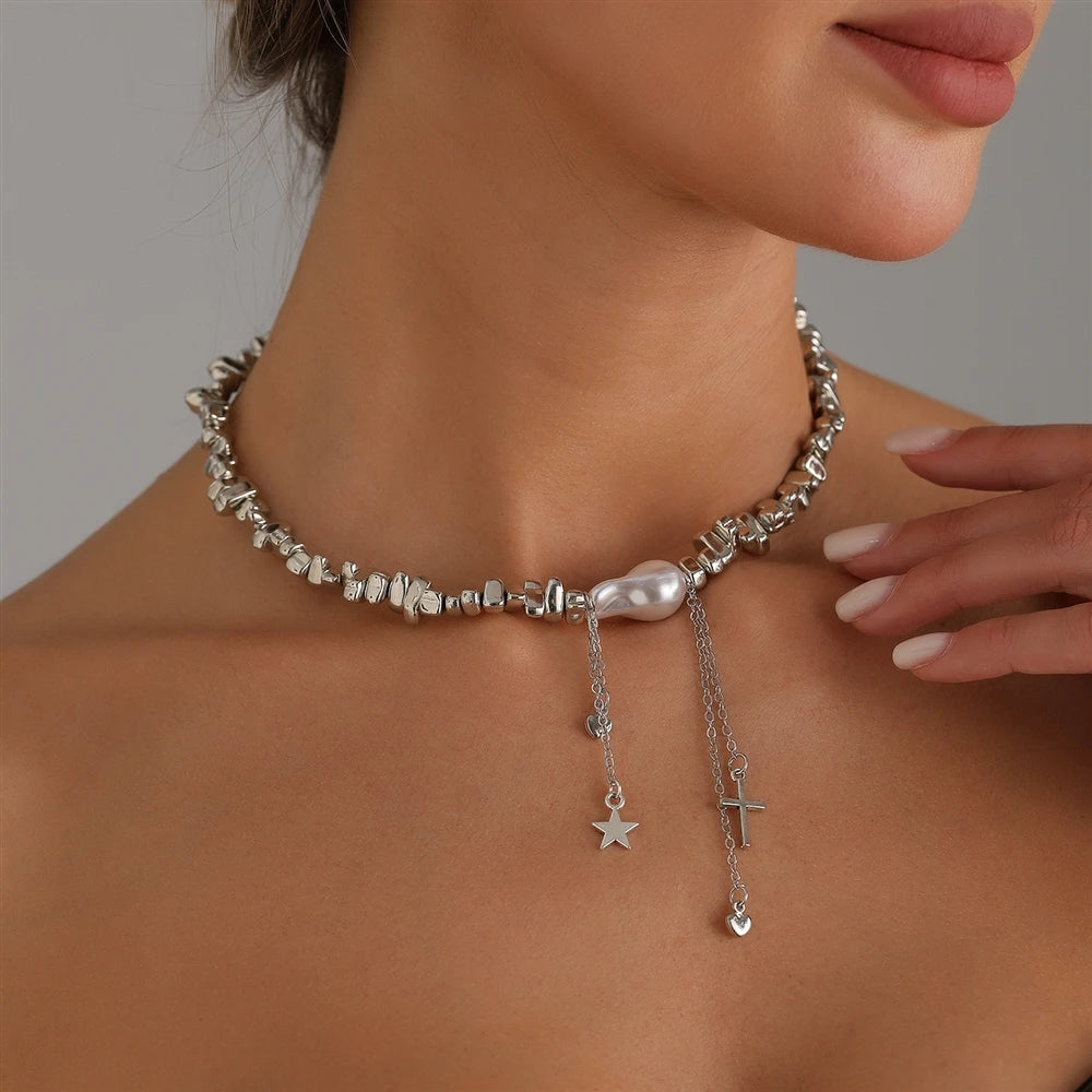 Fashion Simple Beads Art Deco Insta Style Necklaces for Girls Elegant Glamorous Jewelry for Women Ladies Accessories Wholesale