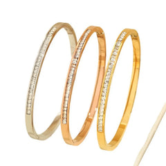 Women's Fashion Glitter Bangles Stainless Steel Trendy Zircon Bracelets Romantic Elegant Jewelry for Gift Accessories Wholesale