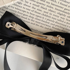 Elegant Trendy Customized Fabric Hair Claws Barrette Clips Hot Sale Black Solid Color Ribbon Bowknot for Women for Party Daily