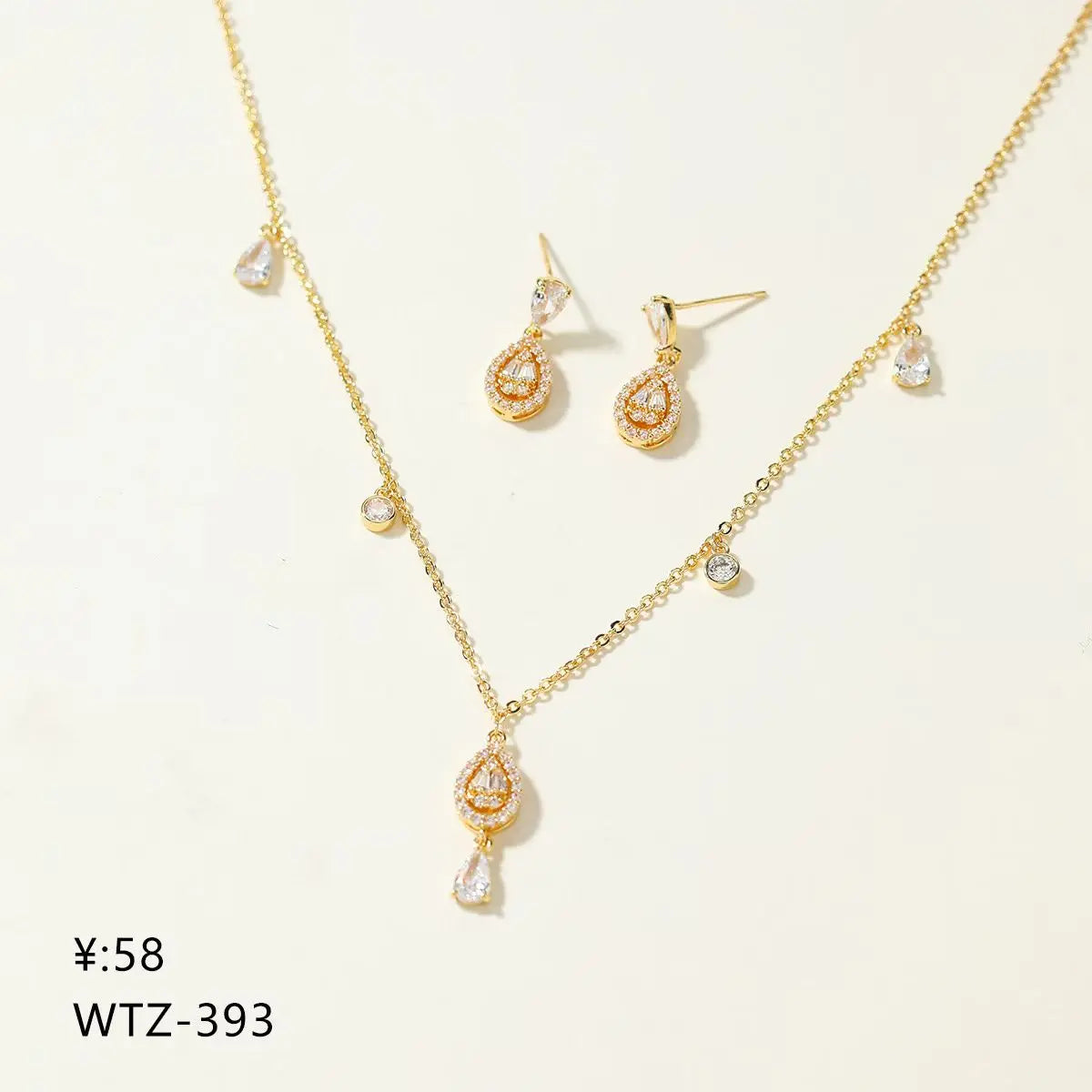 Fashion Trendy Luxury Elegant Necklaces for Girls Sweet Stud Earrings Jewelry Sets for Women Ladies Accessories Femme Bijuterias