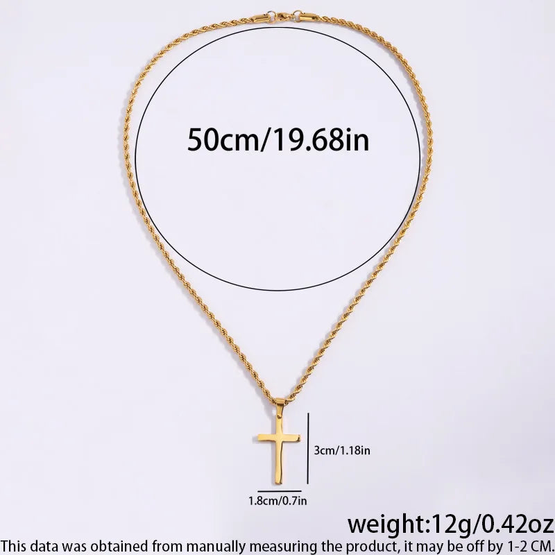 Cross Twist Chain Necklace Stainless Steel Non-fading Men Cross Pendant Necklace Casual Fashionable Women's Jewelry Accessories