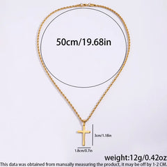 Cross Twist Chain Necklace Stainless Steel Non-fading Men Cross Pendant Necklace Casual Fashionable Women's Jewelry Accessories