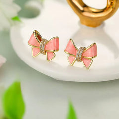 Female Flower Bow Imitation Pearl Decorative Drop Earring Fashion Elegant Beauty Bulk Order Jewelry Accessories for Women Daily