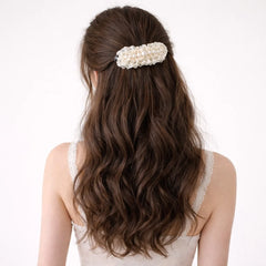 Gentle Banana Clips White Lace Hair Clips for Women Girls with Imitation Pearl French Elegant High-end Hair Accessory Wholesale