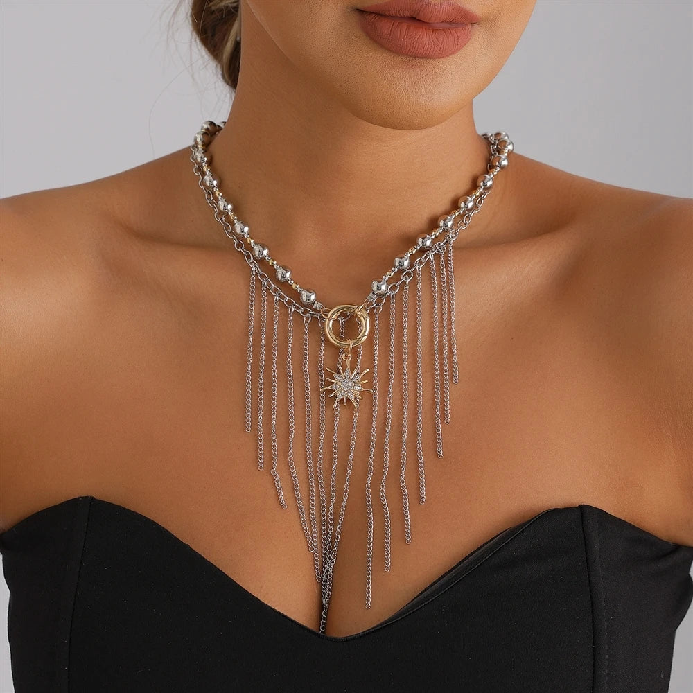 Fashion Tassel Beads Layered Wearing Necklaces for Girls Punk Spicy Jewelry for Women Ladies Accessories Chinese Supplier