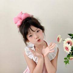 Kids Bowknot Pink Large Hair Ties Thick Thin Hair Sweet Fashion Wholesale in Stock Scrunchies Accessories for Children Daily Use