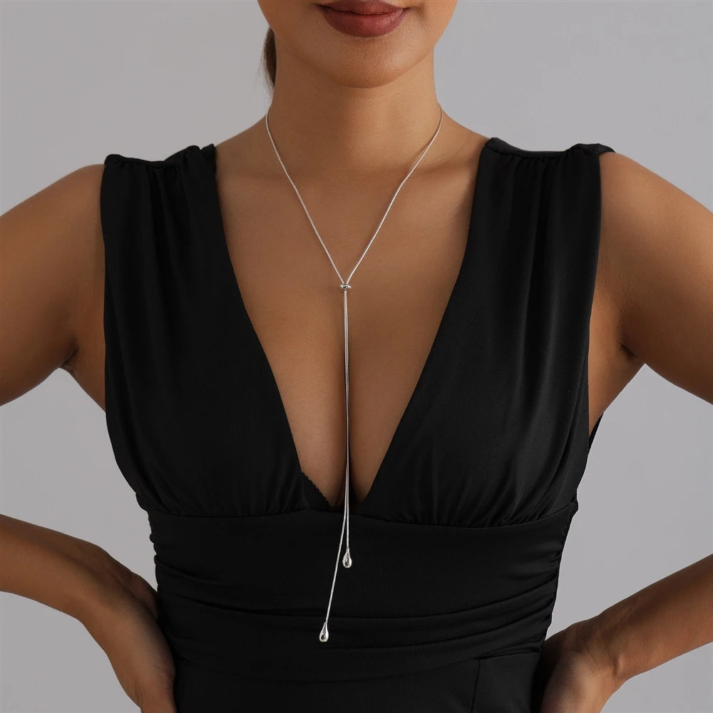 Fashion Simple Minimalistic Sweater Chain Necklaces for Girls Stylish Trendy Jewelry for Women Ladies Accessories Wholesale