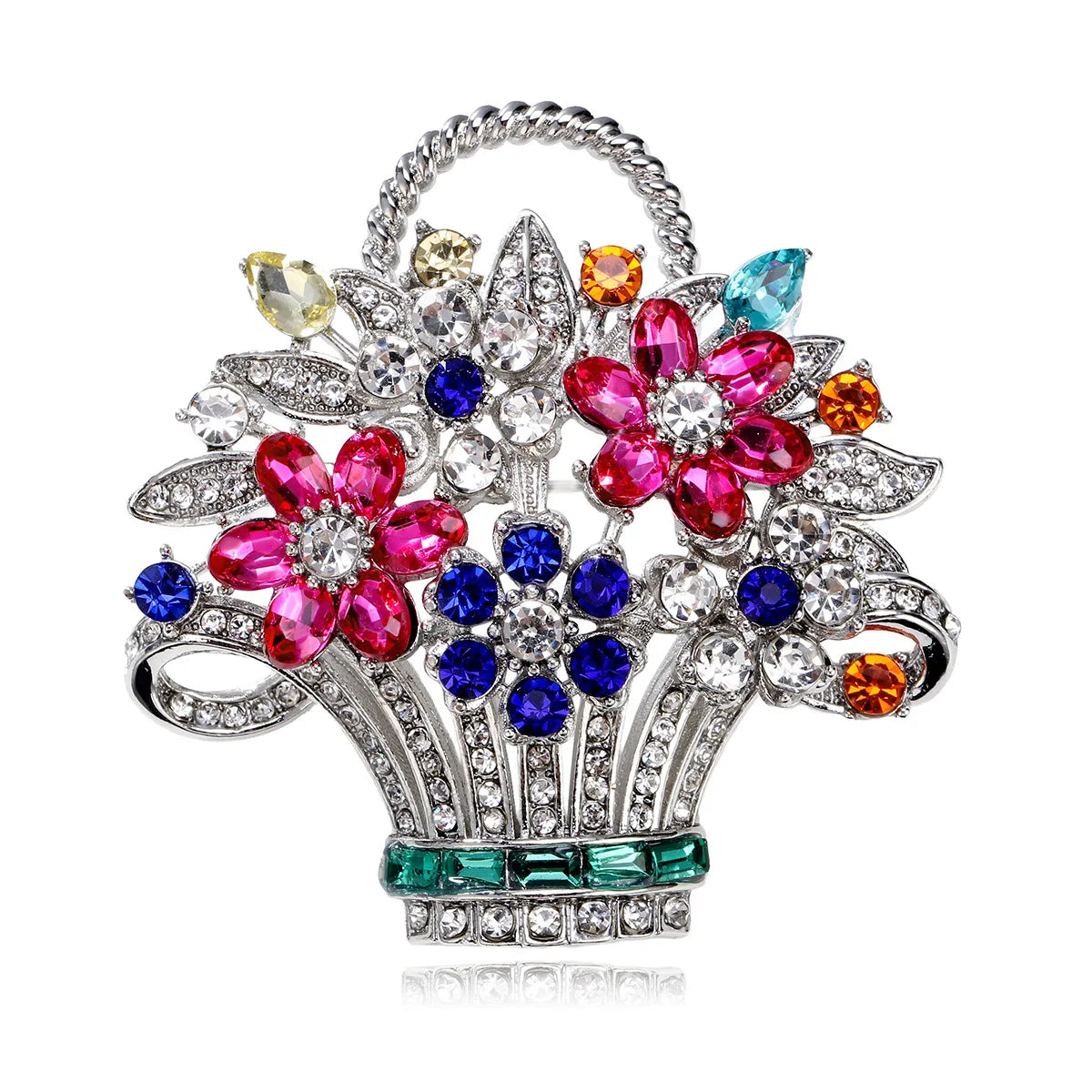 Fashion Glitter Sparking Stylish Rhinestone Brooches for Girls Sweet Flowers Floral Pins Jewelry for Women Ladies Accessories