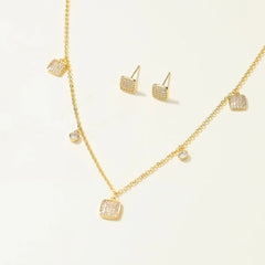 Fashion Refined Trendy Luxury Necklaces for Girls Glamorous Stud Earrings Jewelry Sets for Women Ladies Accessories Femme