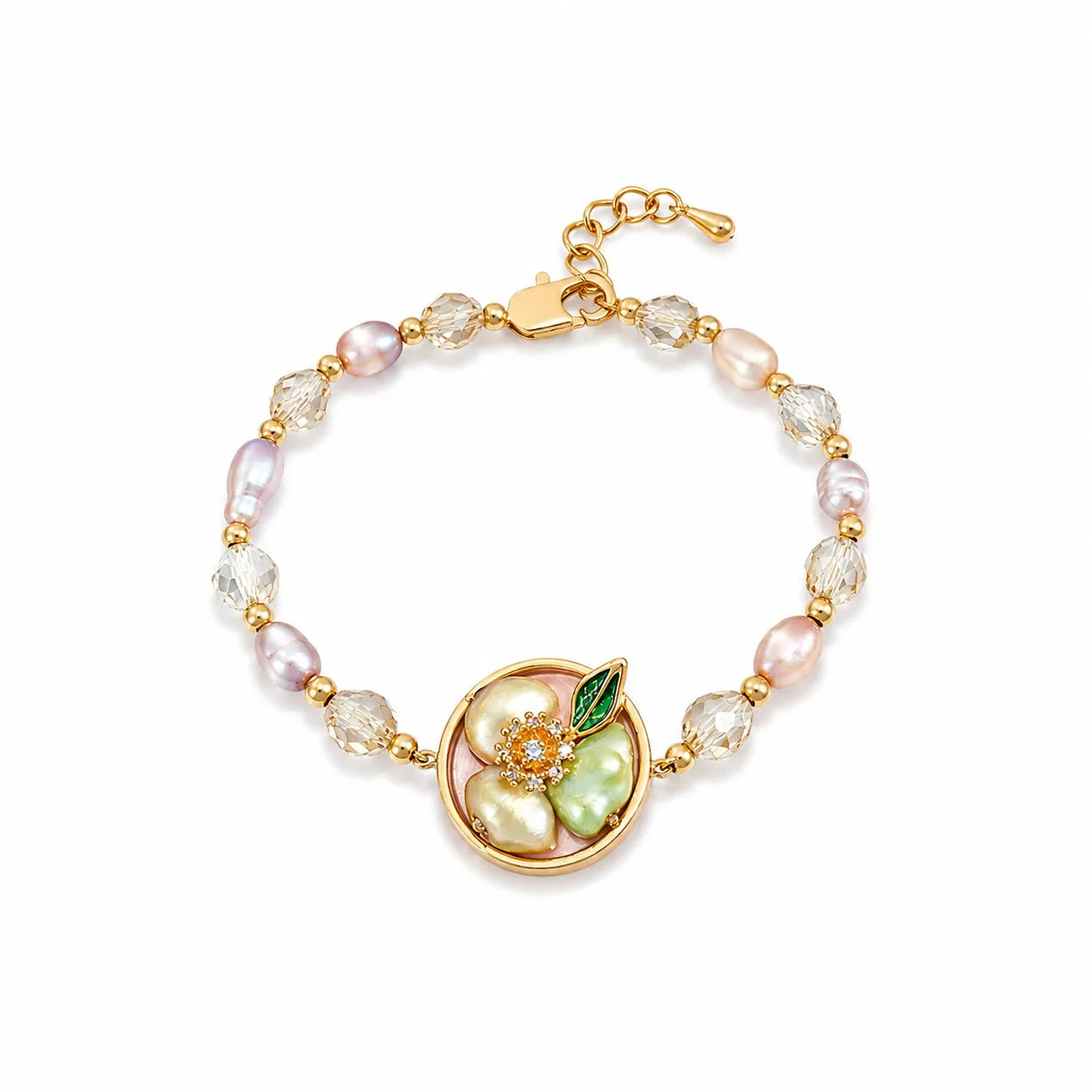 Women Dainty Drip Glaze Hand-Painted Graffiti Freshwater Pearl 18k Gold-plated Bracelet Elegant Vintage Low MOQ in Stock Jewelry