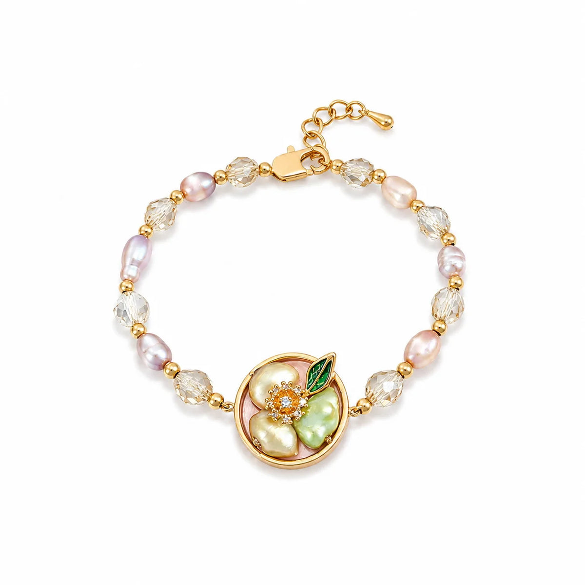 Women Dainty Drip Glaze Hand-Painted Graffiti Freshwater Pearl 18k Gold-plated Bracelet Elegant Vintage Low MOQ in Stock Jewelry