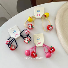 Cute Sweet Fruit Animals Scrunchies Fashionable Plaid Kawaii Hair Ties for Baby Girls and Kids Hair Accessories Stock