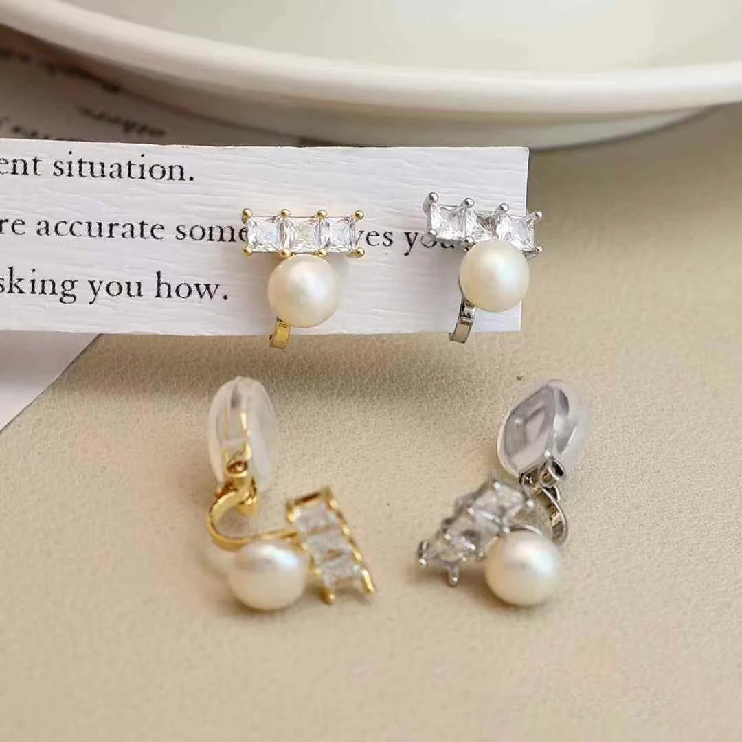 Ladies Cat Shape Imitation Pearl Decorative Mini Clip-on Earring Fashion Elegant Cute Charms Bulk Jewelry Accessories for Daily