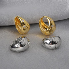 Retro Exquisite Personality Earrings Round Eight-Pointed Star Zircon Hoop Earrings Fashion Niche Design Earrings Women Wholesale