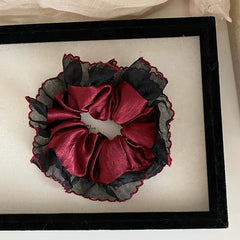 Female Red Black Lace Large Thick Thin Hair Scrunchies Fashion Elegant Vintage Bulk in Stock Hair Ties Accessories for Women