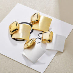 Korean Minimalist Square Earrings Brushed-Satin Color-matched Elegant and Luxurious Earrings Women's Fashionable Ear Accessories