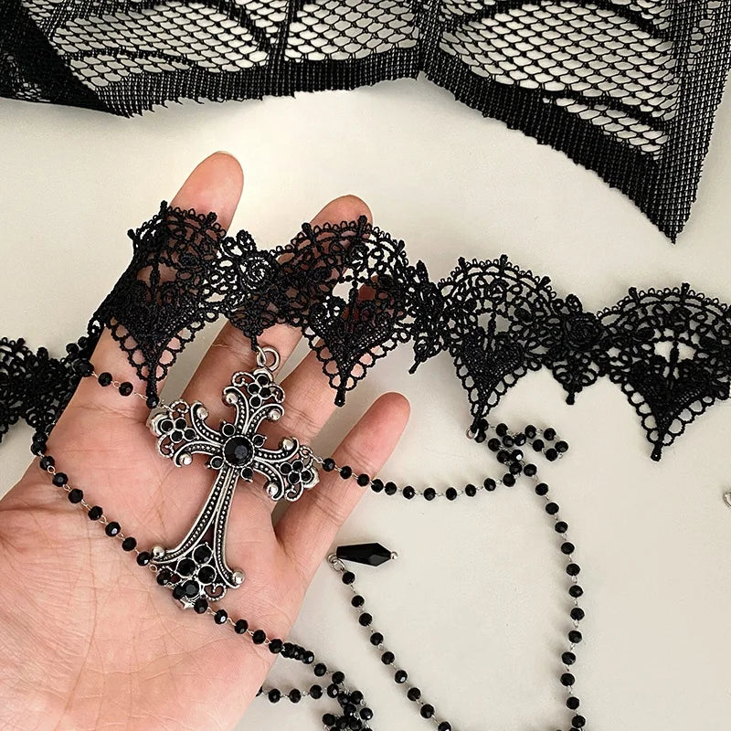 Women Hot Sale New Design Solid Colored Halloween Festival Celebration Bowknot Fashion Elegant in Stock Glove Necklace Accessory