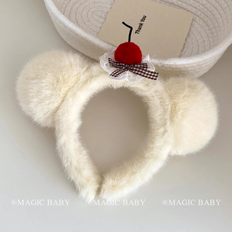 Cute Sweet Fluffy Animals Bear Ear Head Band for Baby Girls Fashion Kawaii Fruit Hairband for Kids Children Hair Accessories