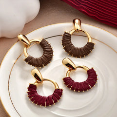 High Quality Leather Wrapped Circular Hoop Earrings for Women Vintage Bohemian Woven Trendy Statement Jewelry Accessories Bulk