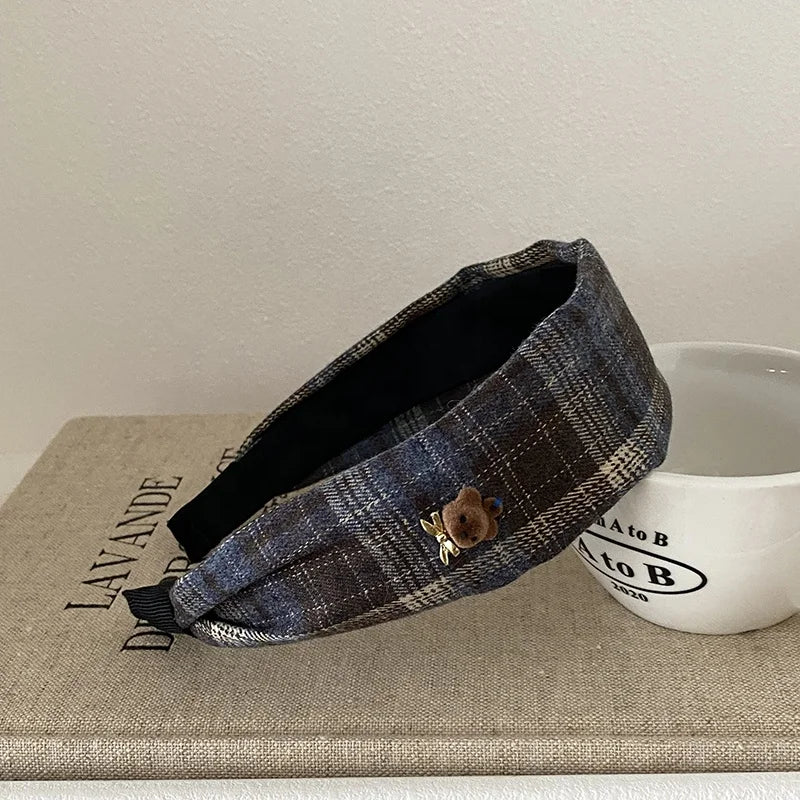 Fashion Trendy Plaid Head Band for Girls Elegent Simple Vintage Hair Band for Women Ladies Hair Accessories Female in Stock