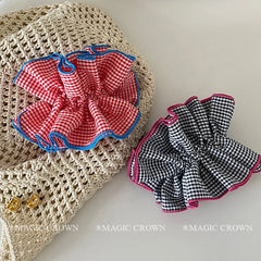 Fashion Plaid Flower Scrunchies for Girls Fabric High Elastic Quality Hair Ties for Women Ladies Durable Hair Accessories Summer