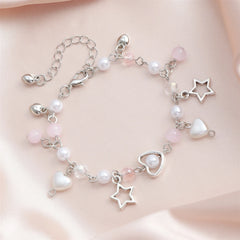 Fashion Sweet Star Imitation Pearl Bracelets for Girls Glamorous Kawaii Cute Refined Jewelry for Women Ladies Accessories