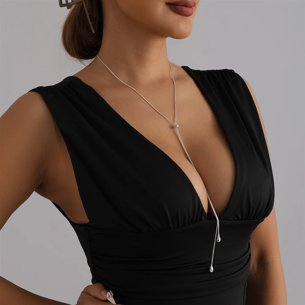 Fashion Simple Minimalistic Sweater Chain Necklaces for Girls Stylish Trendy Jewelry for Women Ladies Accessories Wholesale